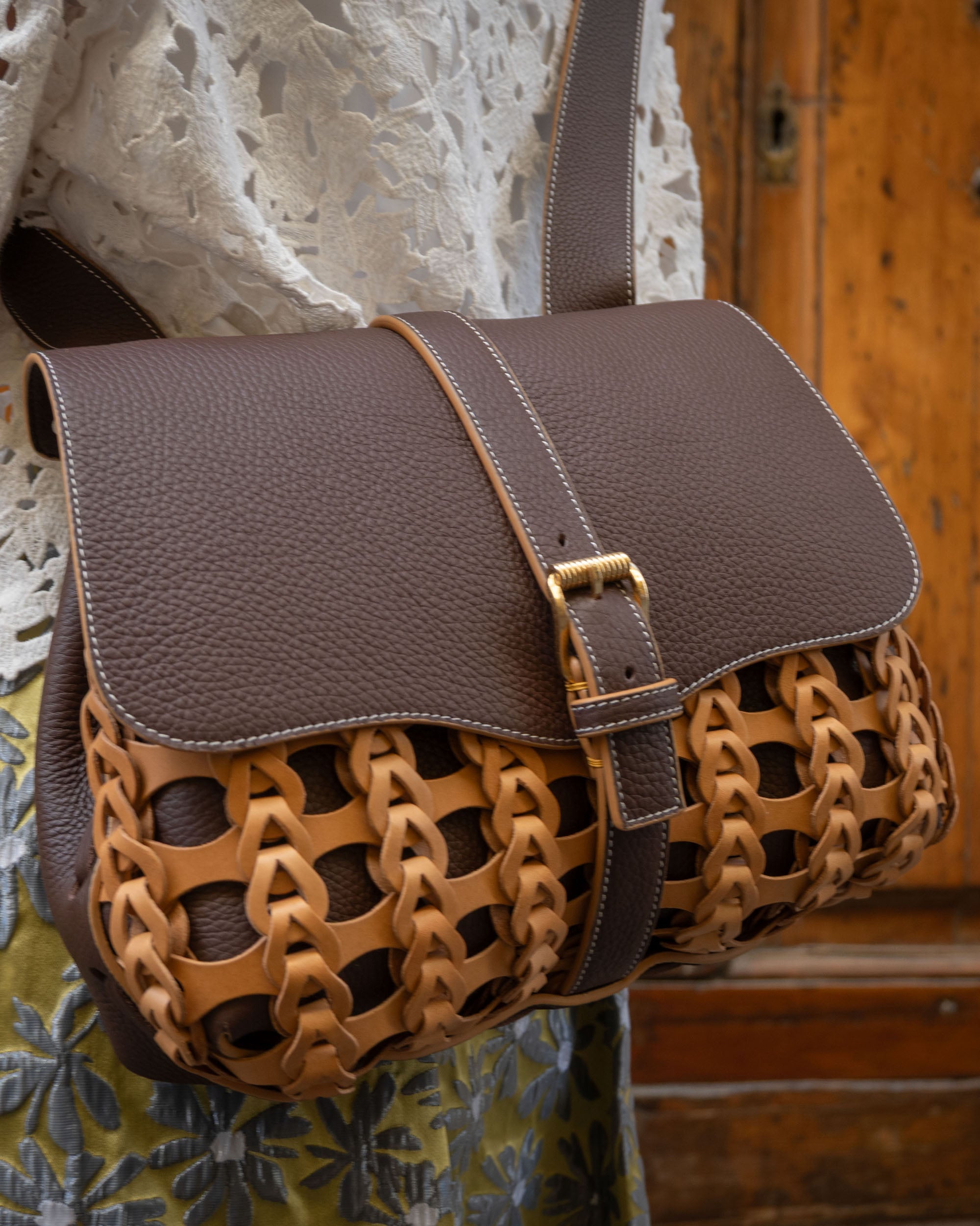 Native Crafts × Boho ペスカトーレフラップショルダーバッグ S