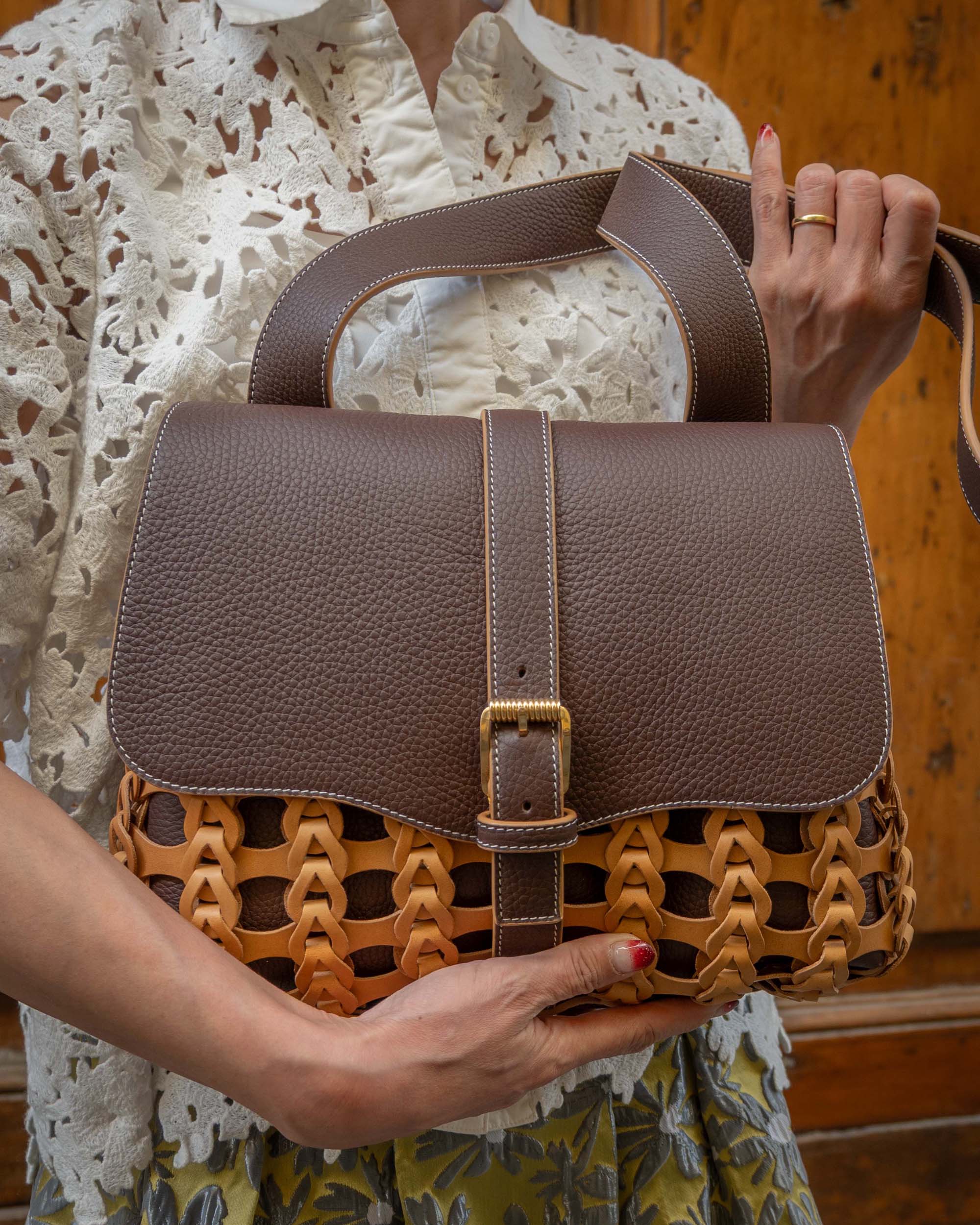 Native Crafts × Boho ペスカトーレフラップショルダーバッグ S