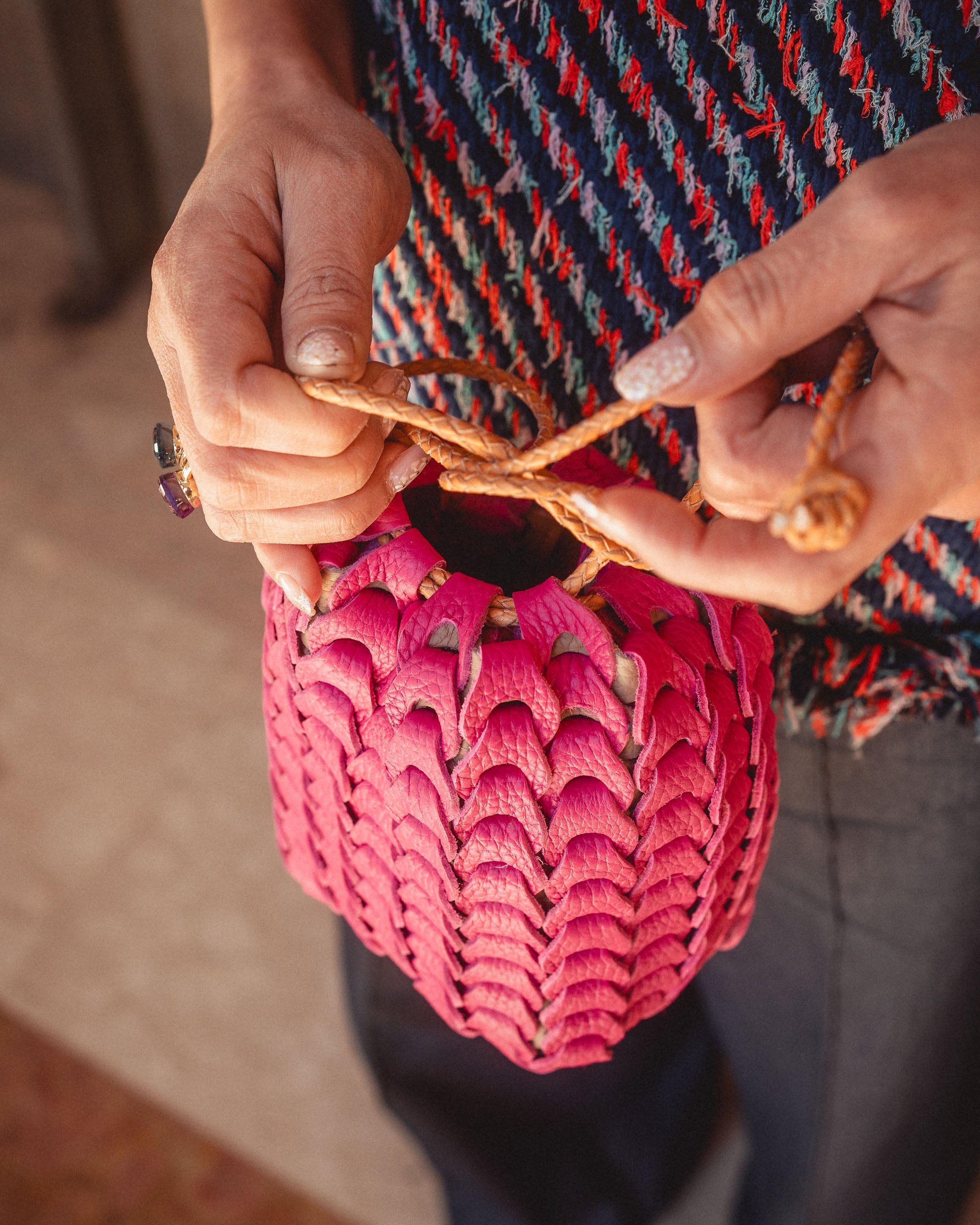 [Candy Castle] Boho Square Drawstring Bag 