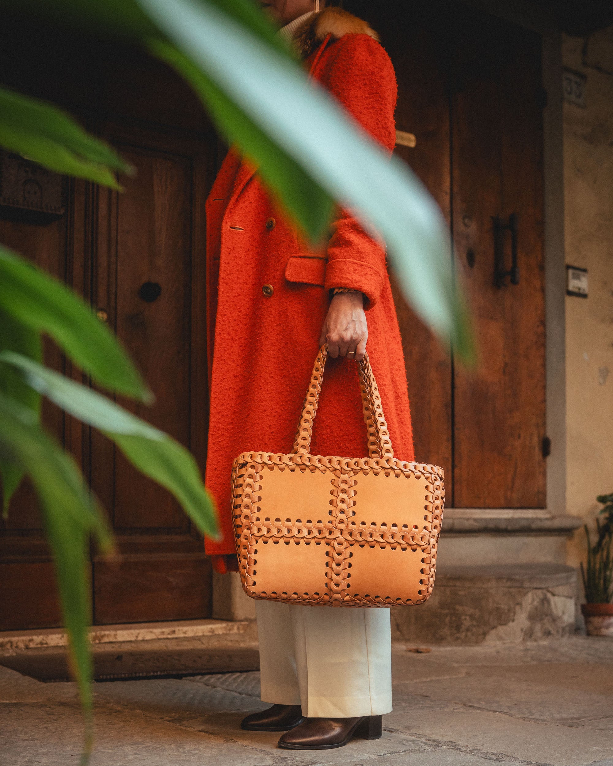 イルミーチョBOHOブラウン編み込みレザートートバッグ Boho トートバッグ M – il micio(イル・ミーチョ)